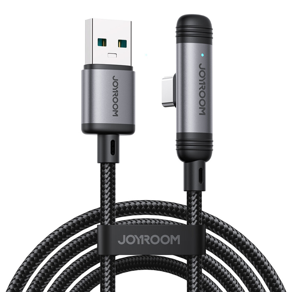 Joyroom S-A56 1.2M Usb-A To Type-C Elbow 3A Fast Charging Cable Data Transfer Braided Cord - Black 6914286118059