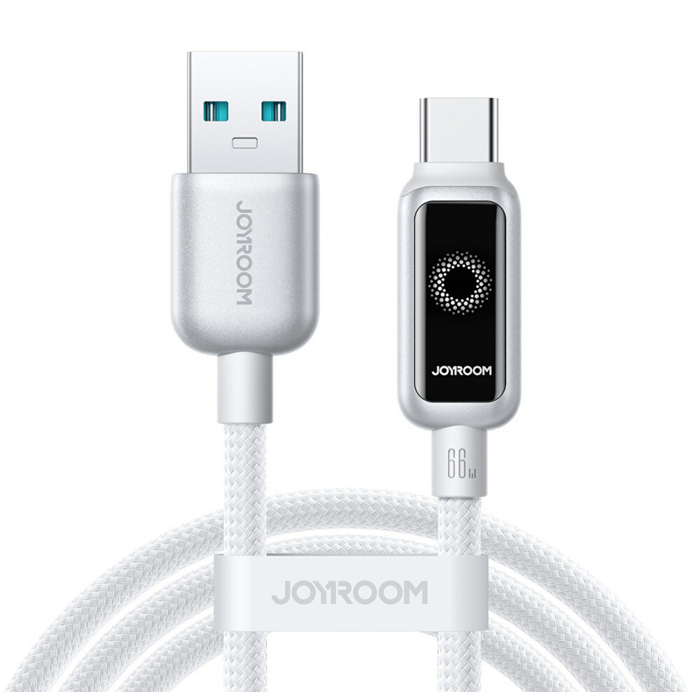 () Joyroom S-A55 1.2M Usb-A To Type-C Cable 66W Fast Charging Auto Power Off Data Cord - White/Black 6914284508975