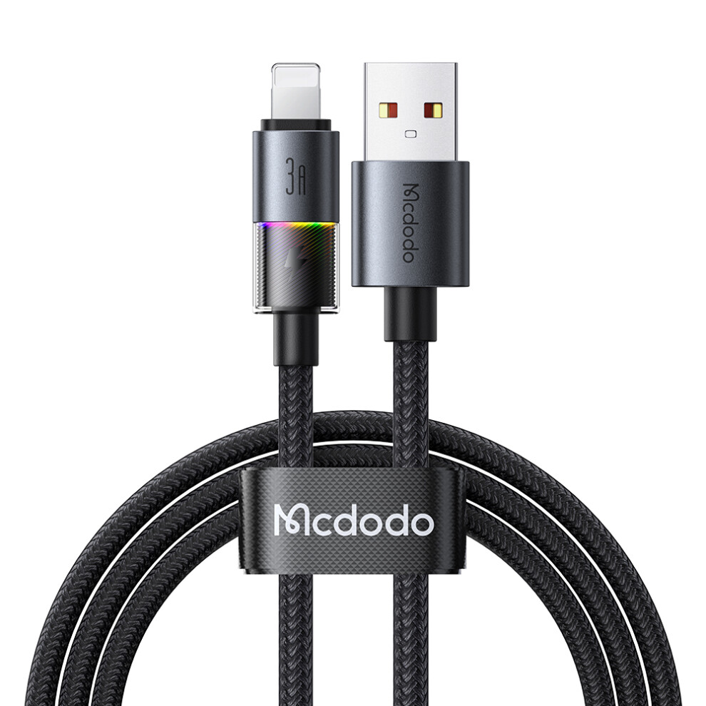 Mcdodo Ca-8170 1.2M Usb A To Ning 3A Fast Charging Data Cable With Colorful Led Light 6914281737200