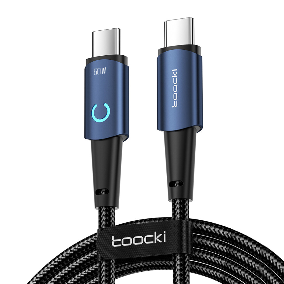 () Toocki Tq-X02 60W Usb-C To Usb-C Cable 2M Type C Fast Charger Cord 480Mbps Data Transfer - Blue/Grey 6914289466133