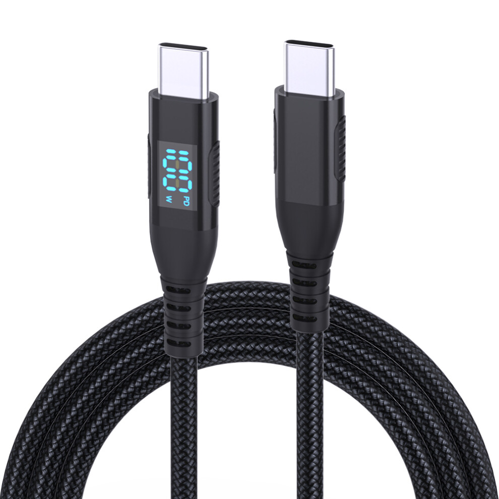 (Black) 1M Usb-C To Usb-C Cable 100W 5A 20V Nylon Braided Phone Tablet Fast Charging Digital Display Cord - Black 6914282870036