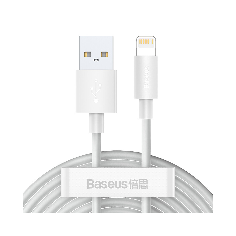 Baseus Simple Wisdom 2Pcs Set 1.5M 2.4A Usb Mobile Phone Charging Cable - White 6914284580131