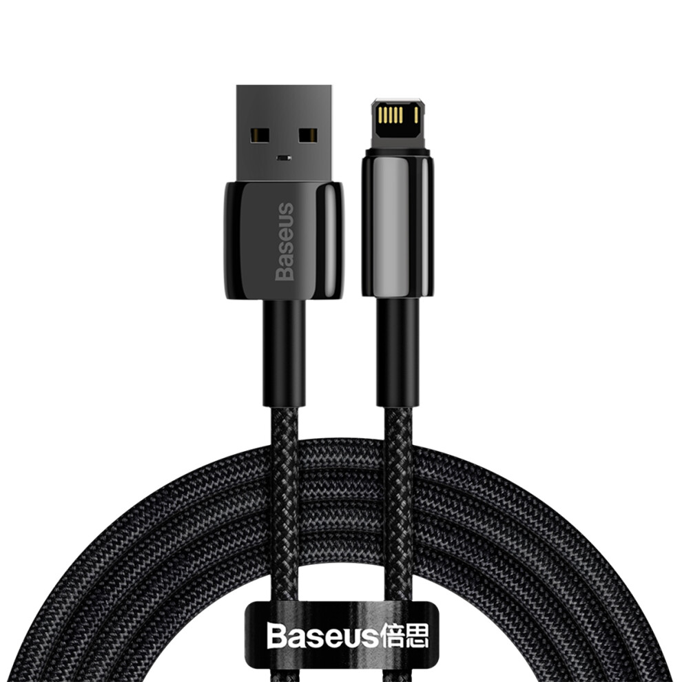 Baseus Tungsten Series 2M 2.4A Usb To Ip Cable Charging Data Transfer Cable - Gold/Black 6914289978322