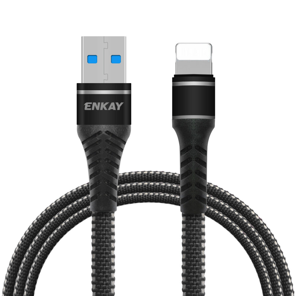 Enkay Hat Prince Enk-Cb207 Usb 3.0 To Lightning Led 3A Fast Charger Data Wire 1M Charge Cable Cord For Iphone - Black 6914286299680