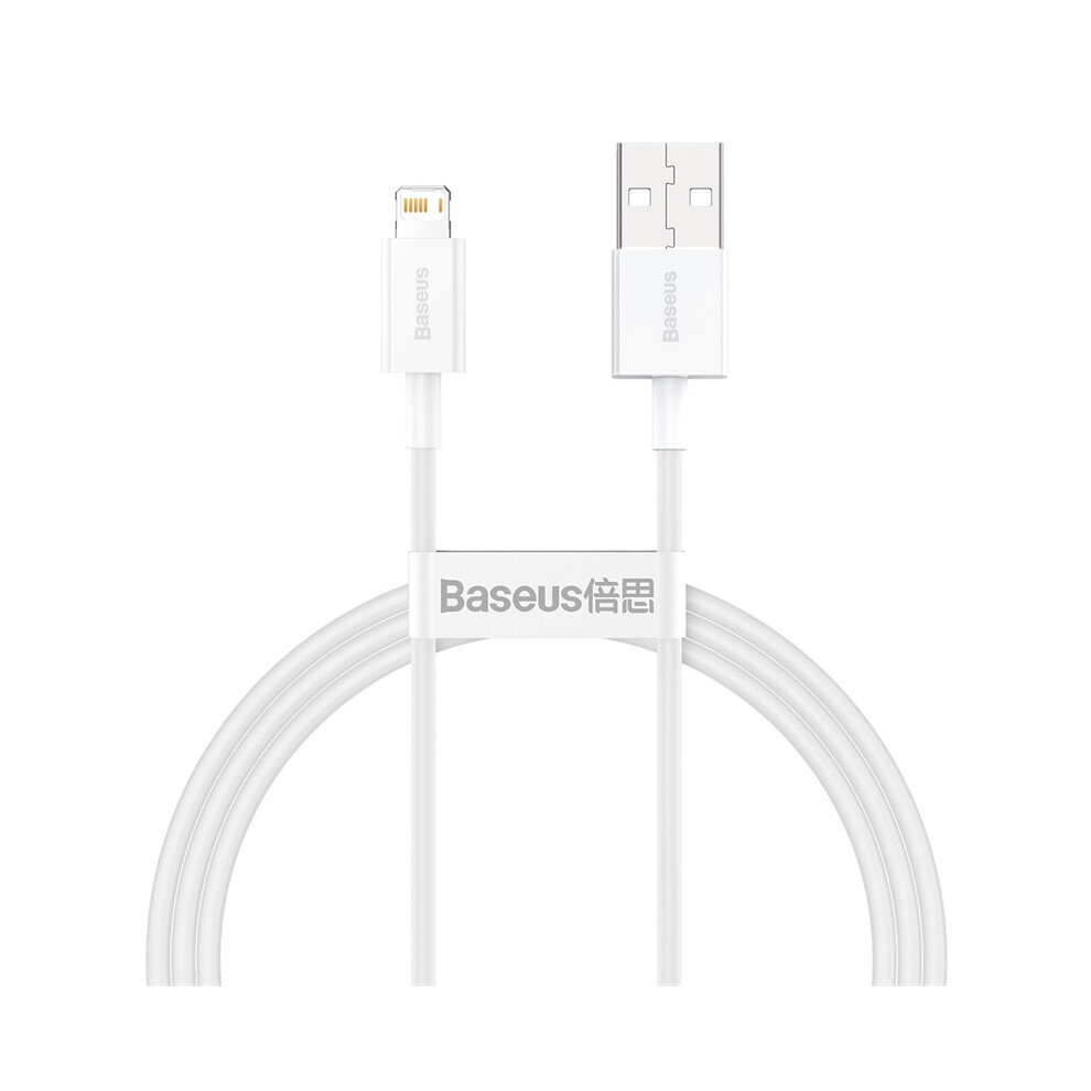 (White) Baseus Superior Series Fast Charging Data Cable Usb To Ip 2.4A 1M - White 6914287818736