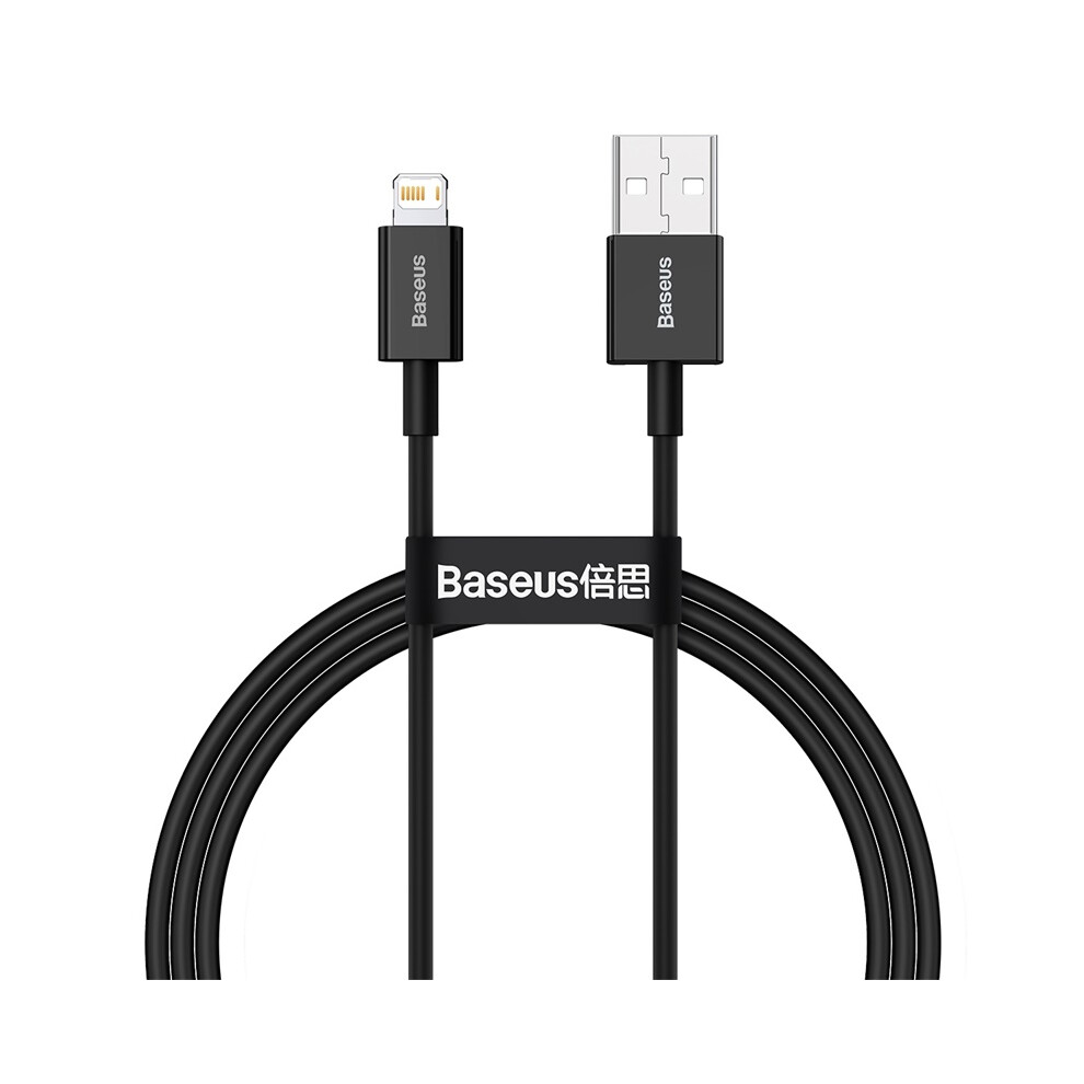 () Baseus Superior Series Fast Charging Data Cable Usb To Ip 2.4A 1M - Black/White 6914289454932
