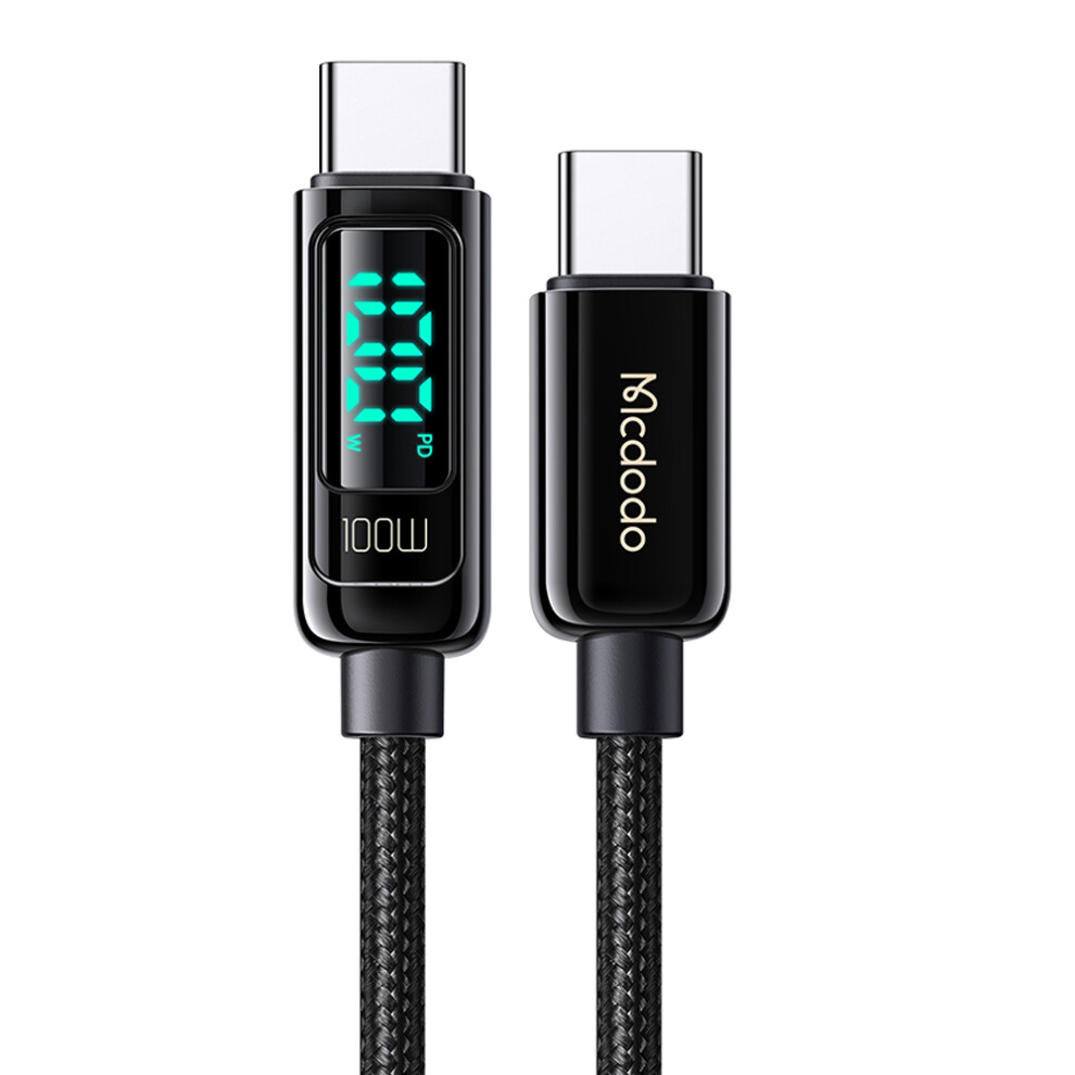 Mcdodo Ca-882 For Iphone 15 Series Mdd Type-C To Type-C Data Cable 1.2M 100W Fast Charging Cord Wire With Digital Display - Black 6914280199986