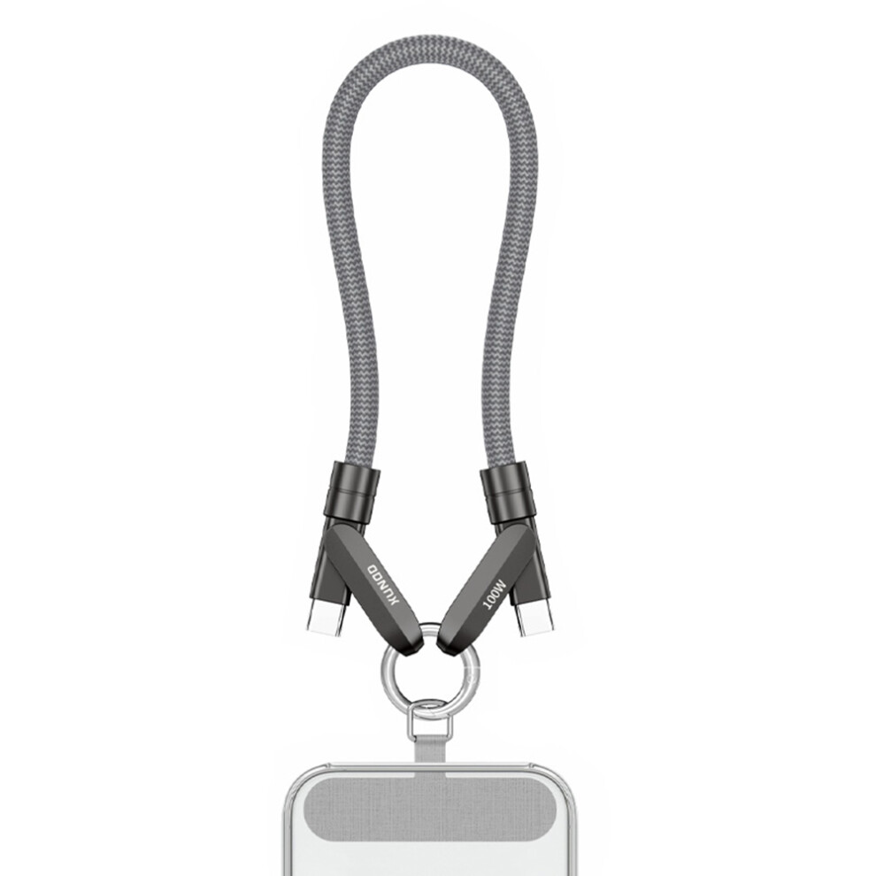 () Xundd Xddc-043 2 In 1 Phone Lanyard Charging Cable Type-C To Type-C 100W Pd Fast Charge Data Cord - Grey/Blue 6914282231042
