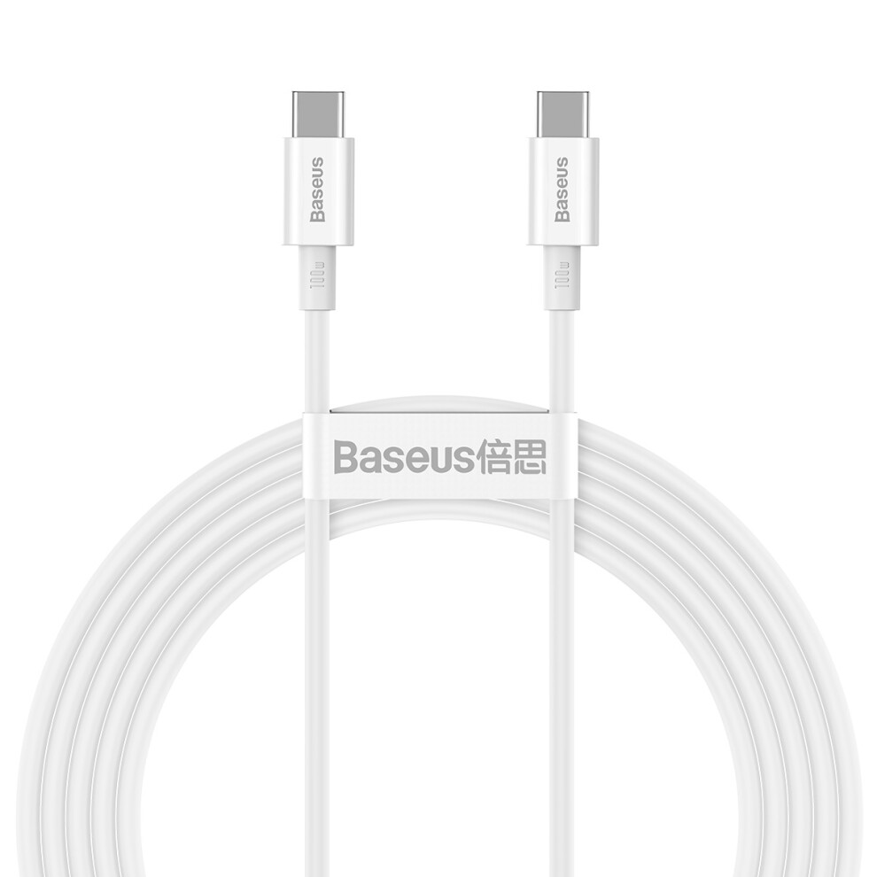 () Baseus Superior Series For Iphone 15 Series 100W Fast Charging Cord Type-C To Type-C Data Cable 2M - White/Black 6914284088989
