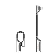 ENKAY HAT PRINCE ENK-AT102 Lightning to Dual Lightning Charging Music Audio 2 in 1 Adapter Cable for Apple Devices - Silver