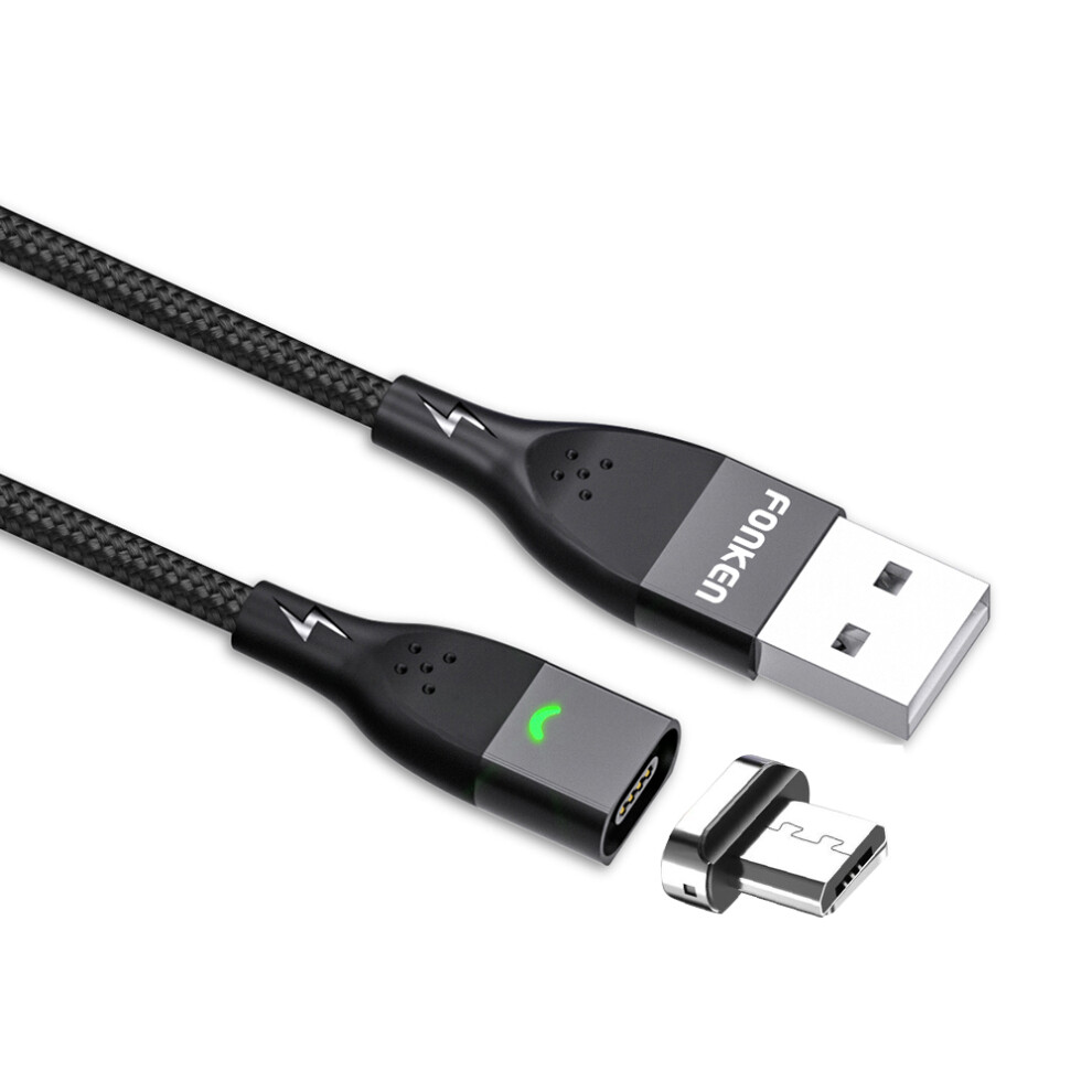 Fonken [Micro Usb, 1M] Fkcxx-05 3A Fast Charging Magnetic Cable Phone Charger Data Cord - Black 6914289033212