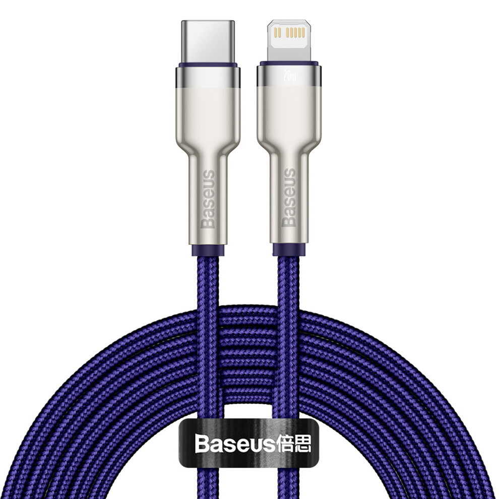 () Baseus Cafule Series Metal Data Cable Type-C To Ip Pd 20W Charging Cord 2M - Purple/Black 6914282485797