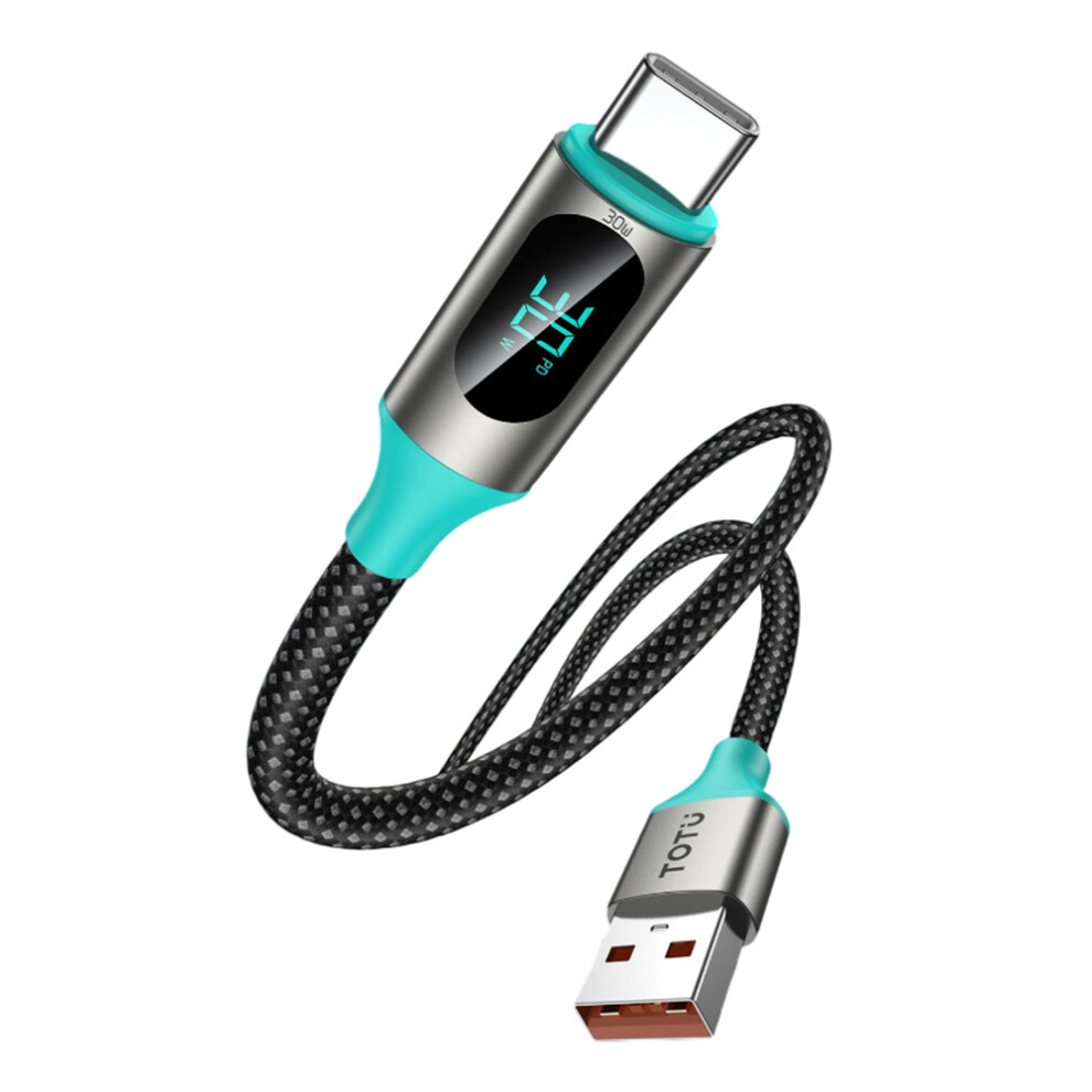 Totu Cb-23-T 120Cm Usb-A To Type-C Data Cable 30W Fast Charging Led Display Braided Cord - Starlight 6914281125489