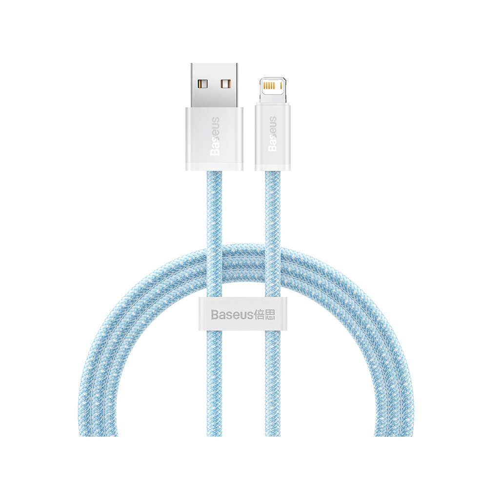 () Baseus Dynamic Series 2.4A 1M Fast Charging Data Cable Usb To Ip Charging Cord - Blue/White 6914284295943