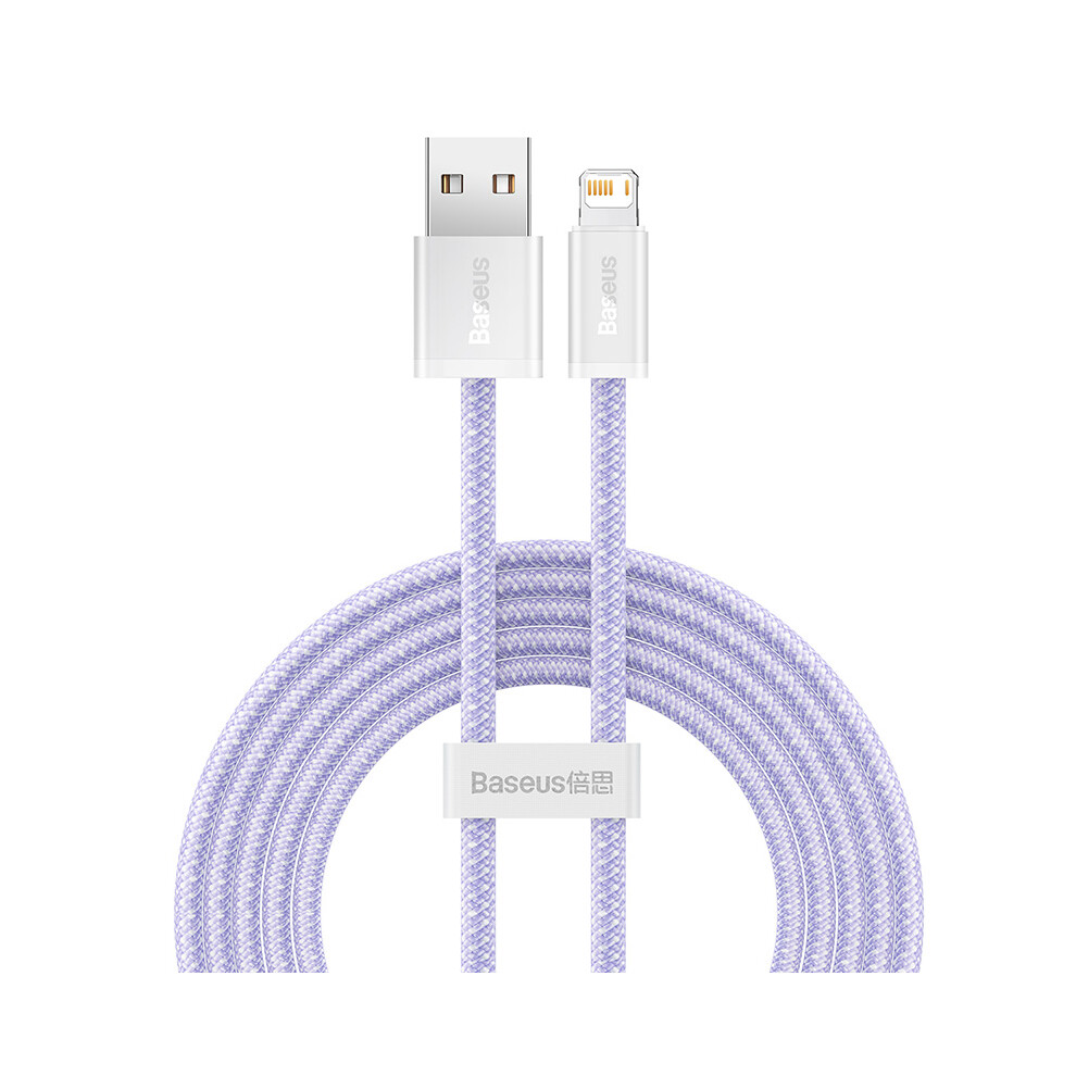 () Baseus Dynamic Series 2.4A 2M Fast Charging Data Cable Usb To Ip Braided Cord - Purple/White 6914281472040