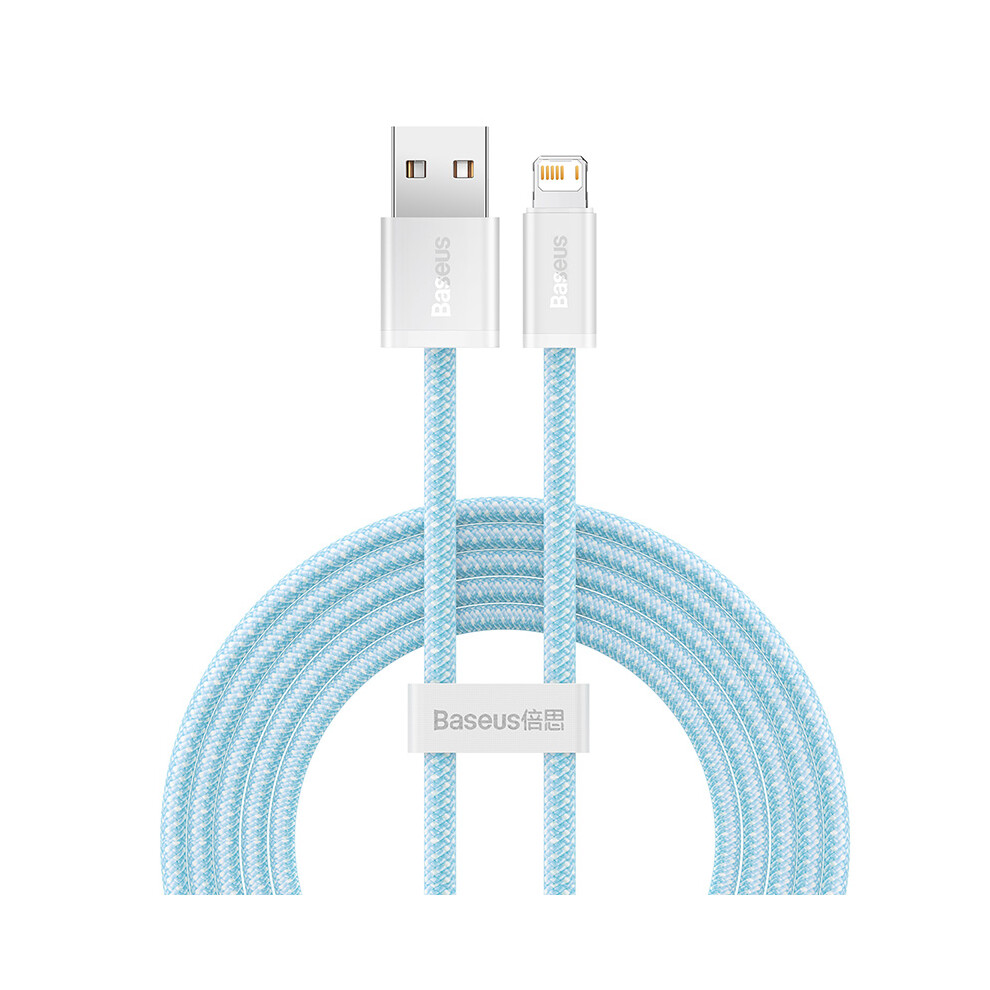 () Baseus Dynamic Series 2.4A 2M Fast Charging Data Cable Usb To Ip Braided Cord - Blue/White 6914282259930