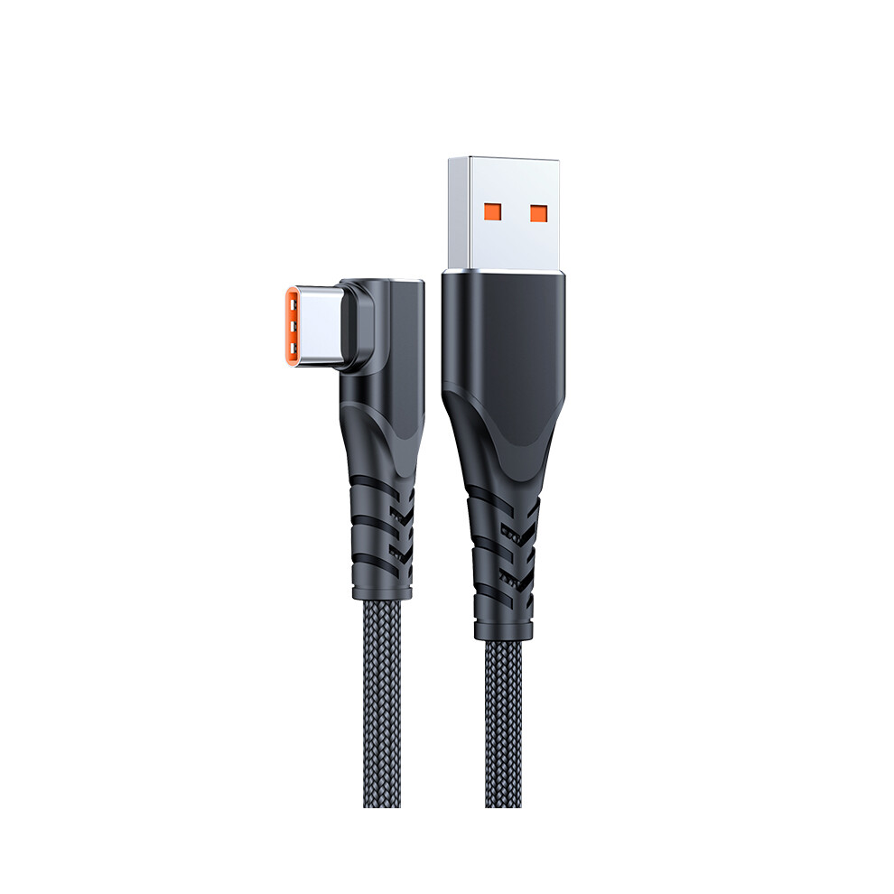 () 0.5M 66W 6A High Current Fast Charging Cable 90 Degree Usb To Type-C Braided Data Cord - Black/Grey 6914284677626