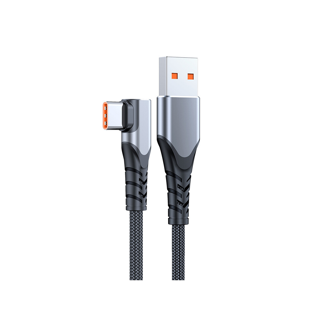 (Grey) 0.5M 66W 6A High Current Fast Charging Cable 90 Degree Usb To Type-C Braided Data Cord - Grey 6914285340550