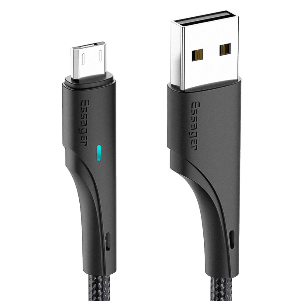 Essager 0.25M Usb To Micro Usb 2.4A Fast Charging Cable Braided Design 480Mbps Transmission Cord - Black 6914285194443