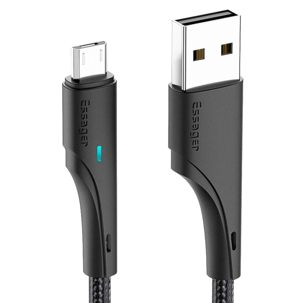 Essager 1M Usb To Micro Usb Fast Charging Cable 480Mbps Transmission Cord With Led Indicator - Light/Black 6914289727159