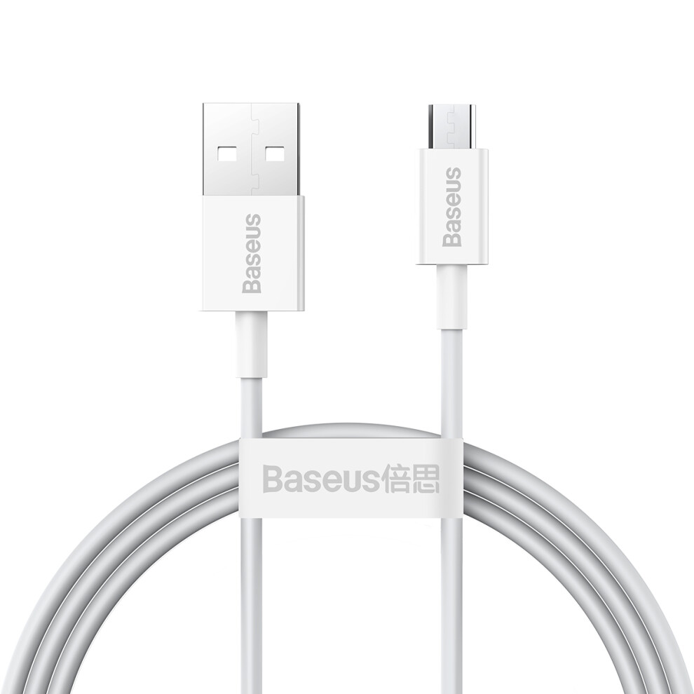 () Baseus Superior Series Fast Charging Data Cable Usb To Micro 2A Cord 1M - White/Black 6914284820114