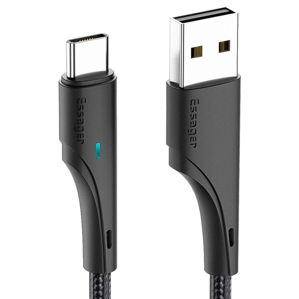 Essager 1M Nylon Braided Usb To Type C Cable 3A Fast Charging 480Mbps Transmission Cord - Black 6914282699521