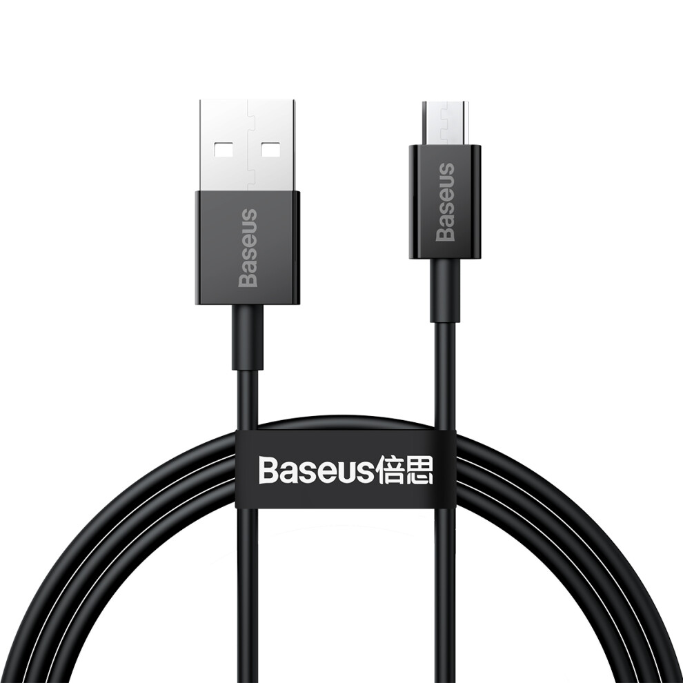 (Black) Baseus Superior Series Fast Charging Data Cable Usb To Micro 2A Cord 1M - Black 6914286771964
