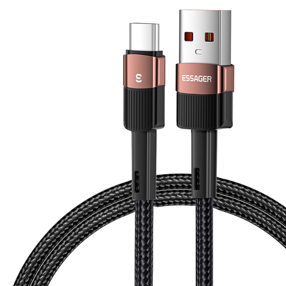 (Brown) Essager 2M Braided Design Usb To Type C Cable 6A Fast Charging 480Mbps Transmission Wire For Tablet Laptop Smartphone - Brown 6914288073769
