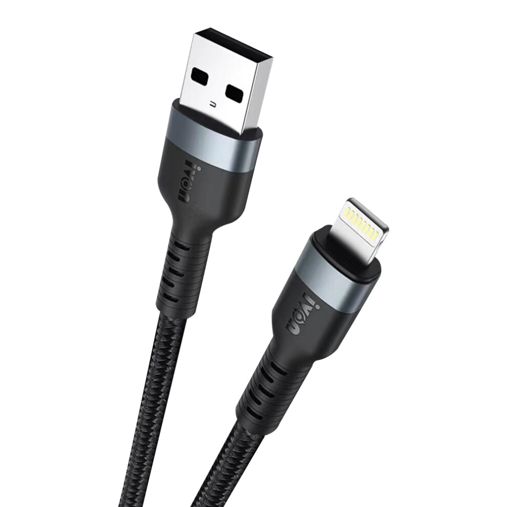 Ivon Ca88 Usb To Lightning 12W 2.4A Fast Charging Cable 8 Pin Data Nylon Braided Cord, 1M 6914280457505