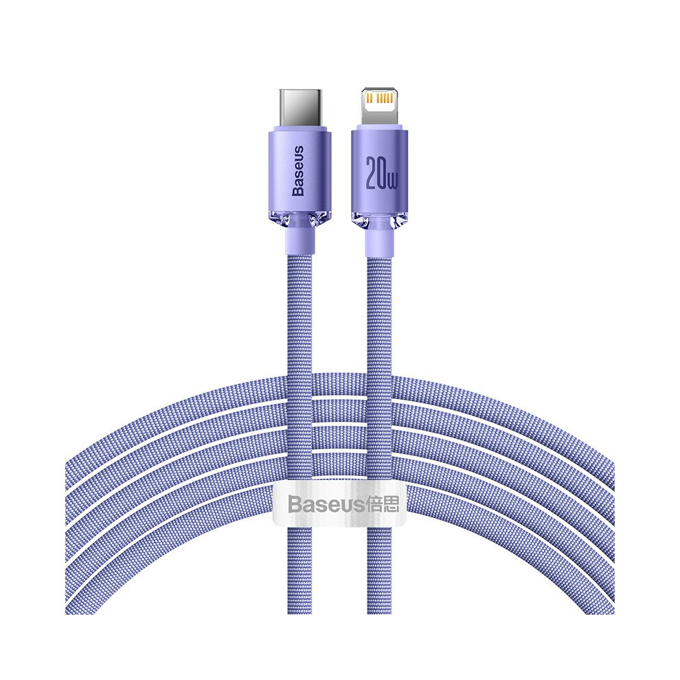 () Baseus Crystal Shine Series 20W 2M Fast Charging Type-C To Ip Data Cable - Purple/Black 6914289312454