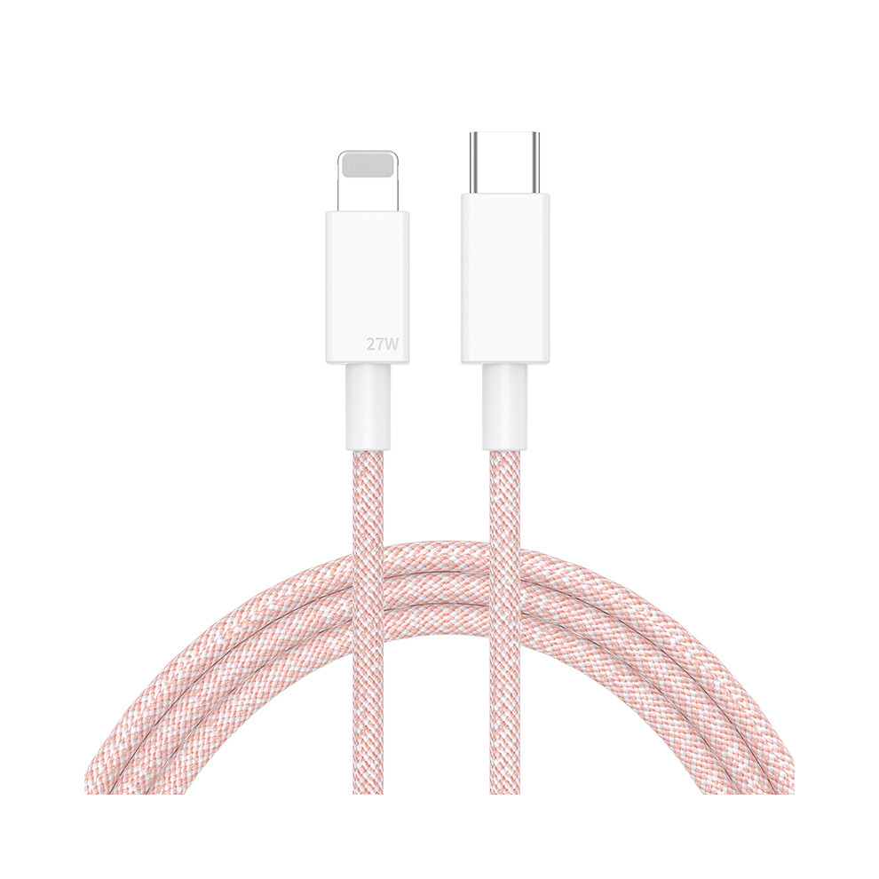 () 1M Pd 27W Fast Charging Type C To Lightning Data Cable Braided Cord - Pink/Blue 6914280688459