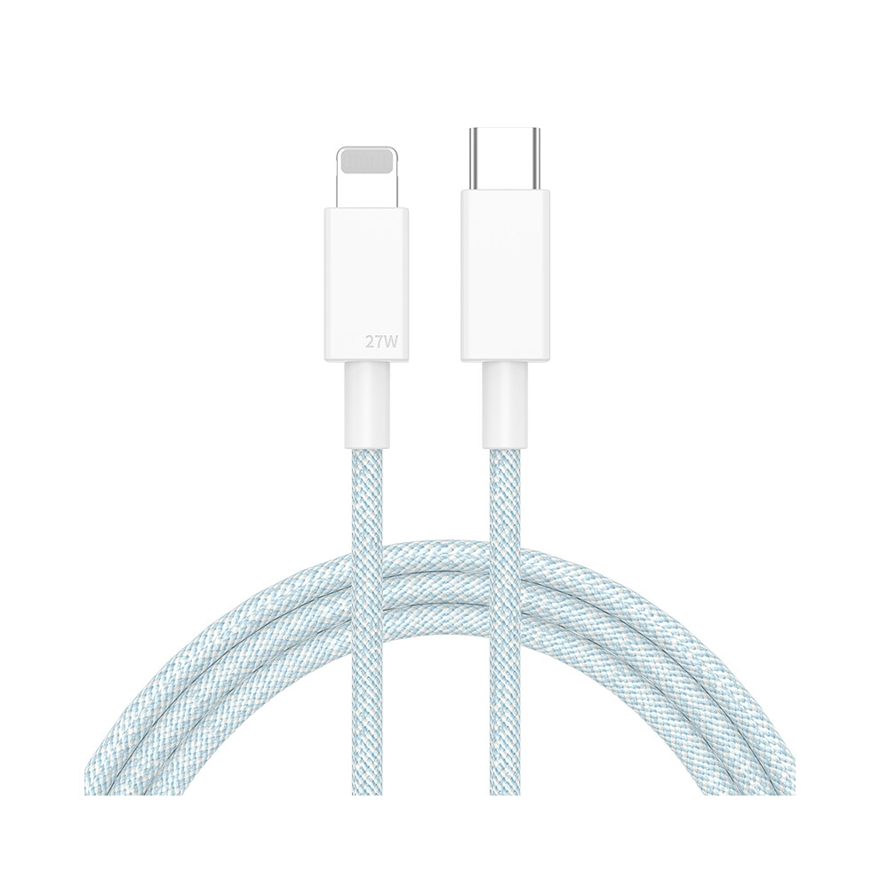(Blue) 1M Pd 27W Fast Charging Type C To Lightning Data Cable Braided Cord - Blue 6914284701246