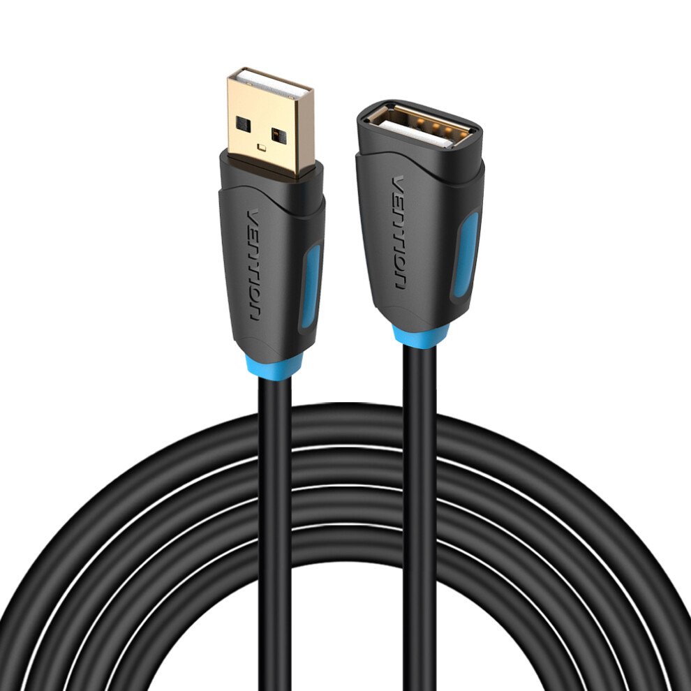 Vention Cbcbi 3M Plated Usb 2.0 Extension Cable Data Cable For Xbox One Pc Smart Tv, Gold/Black 6914289094305