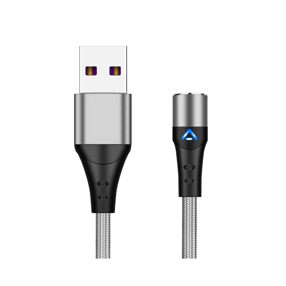 () 2M Magnetic Attraction Nylon Braided 3A Charging Cable Usb Data Transmission Cord (No Magnetic Adapter) - Silver/Blue 6914288741637
