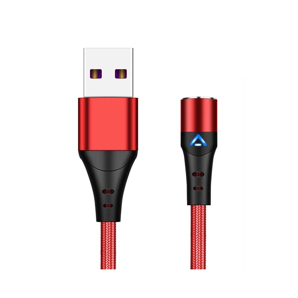 () 2M Magnetic Attraction Nylon Braided 3A Charging Cable Usb Data Transmission Cord (No Magnetic Adapter) - Red/Blue 6914284836627