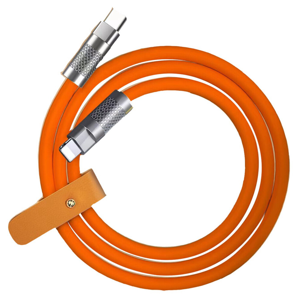 () 1.5M 120W Type-C To Lightning Liquid Silicone Pd Fast Charging Cable Zinc Alloy Joint Data Cord - Orange/Yellow 6914288188449