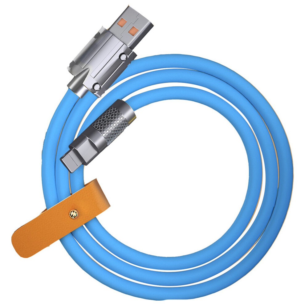 () 1M Usb To Lightning 120W Super Fast Charging Cable Metal Joint Liquid Silicone Data Cord - Blue/Orange 6914281776490