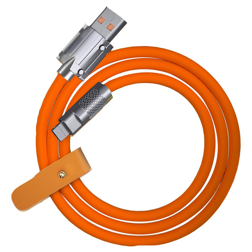 () 1.5M 120W Usb To Lightning Data Cable Metal Joint Liquid Silicone Super Fast Charging Phone Cable - Orange/White 6914287316393