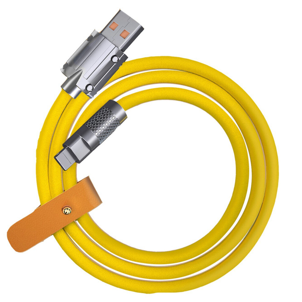 () 1.5M 120W Usb To Lightning Data Cable Metal Joint Liquid Silicone Super Fast Charging Phone Cable - Yellow/White 6914283728343