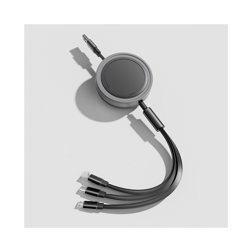 ( ) 3 In 1 Type-C Lightning Micro Usb Retractable Data Cable 66W Fast Charging Cord - Black/Grey/Green 6914286759986