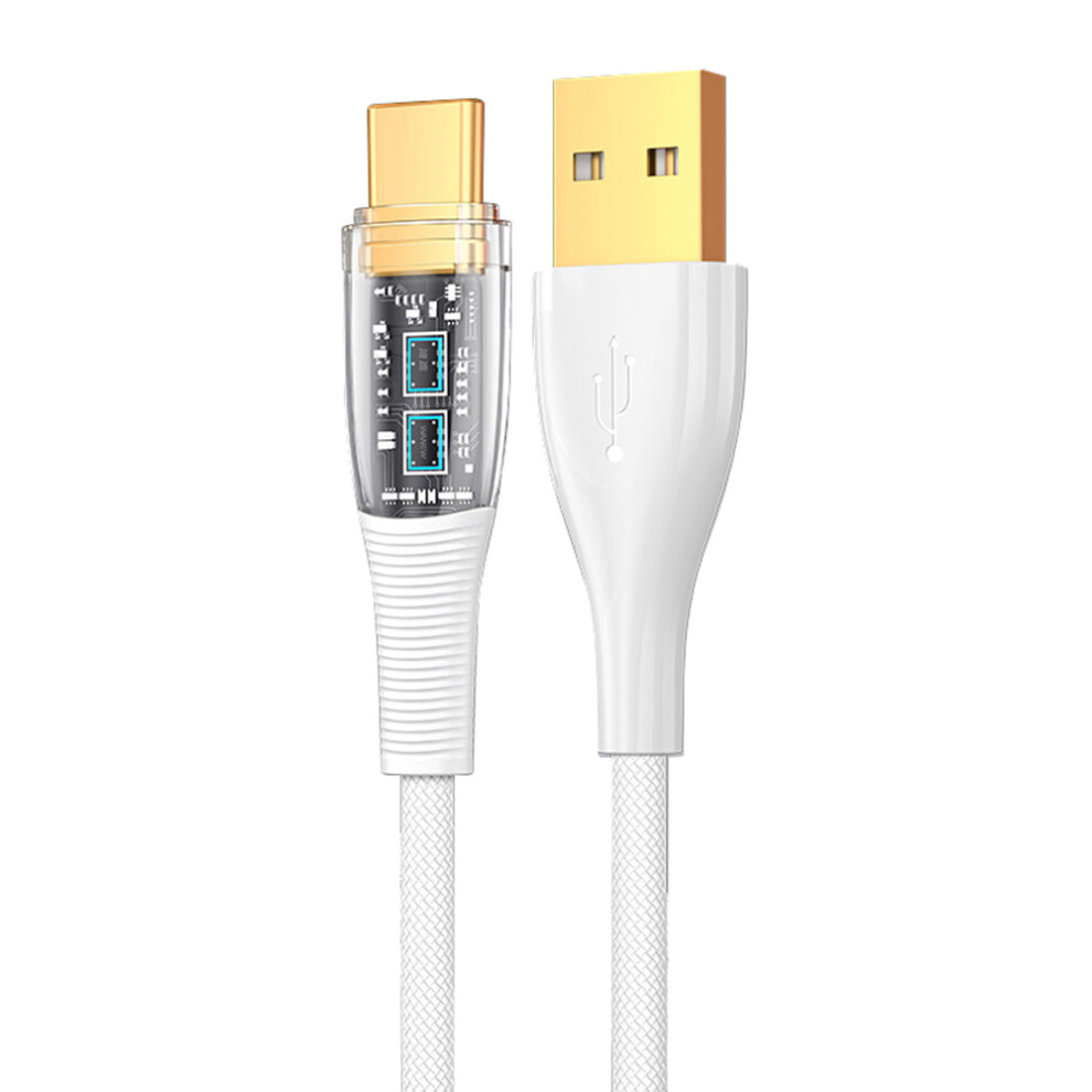 () 2M Clear Design Usb To Type C Charging Cord 100W Fast Charge Nylon Braided 480Mbps Data Sync Cable - White/Black 6914280195582