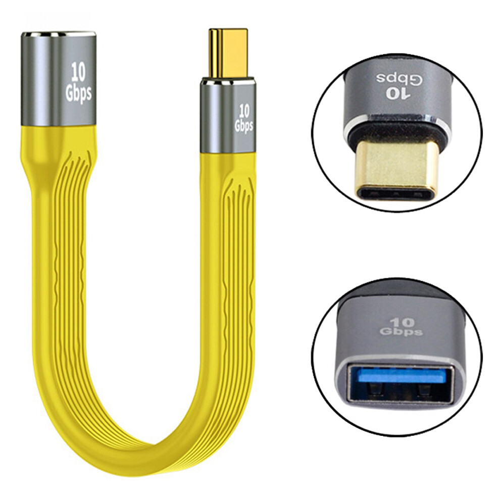 13Cm Usb 3.1 Type-C Male Host To Usb 3.0 Type A Female Otg Flat Slim Fpc 10Gbps Data Cable For Laptop Phone - Yellow 6914280903668