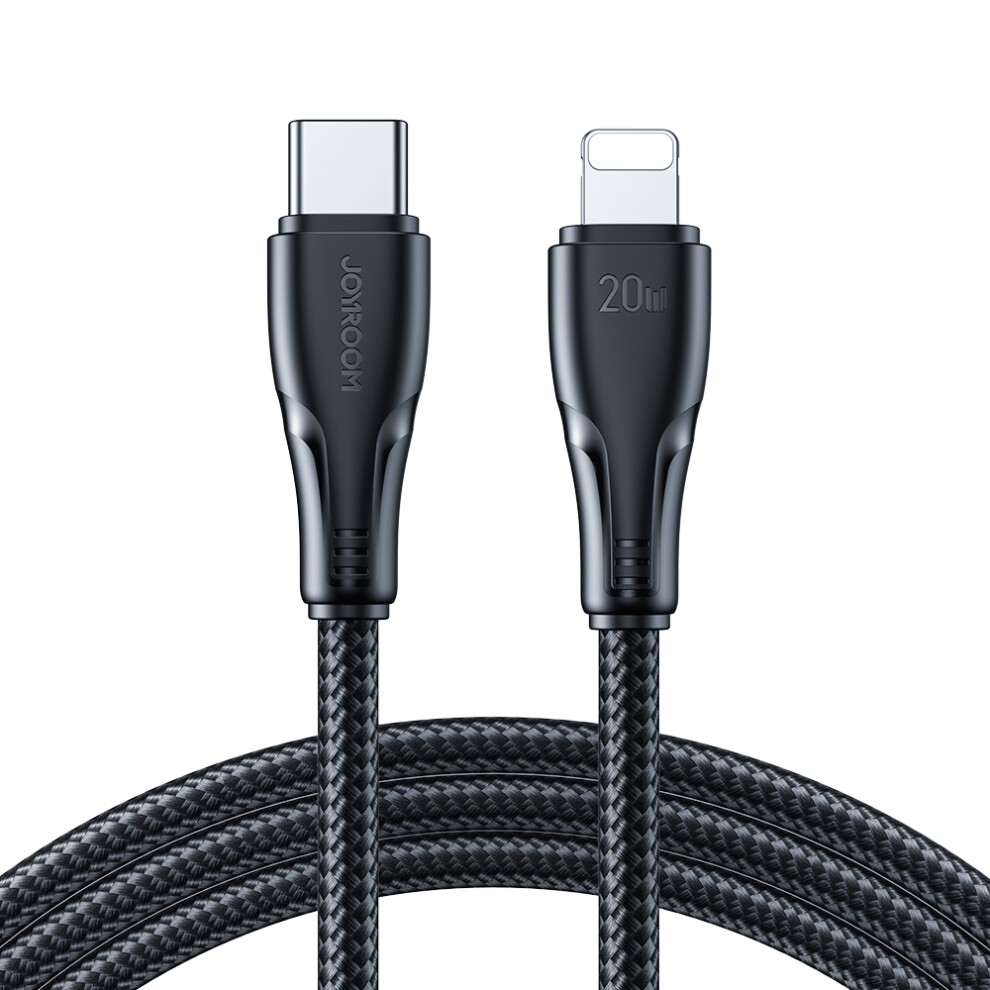 Joyroom S-Cl020a11 Surpass Series For Iphone 15 Series 1.2M Nylon Braided Type-C To Lightning Cable 20W Data Cord - Black 6914287556379