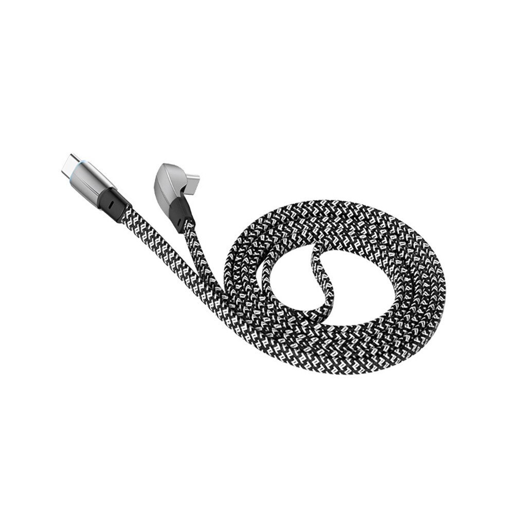 Enkay Hat Prince 1M 6A 90-Degree Elbow Type-C To Type-C Data Cable 65W Braided Charging Cord With Indicator Light 6914287810112