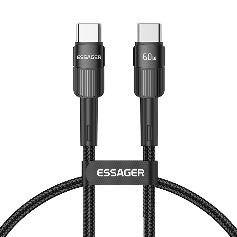 (Black) Essager 1M Usb C To C Cable 60W Pd Fast Charging 480Mbps Fast Data Transmission Cord - Black 6914288886550