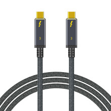 Thunderbolt 3 Type C Male to Male Cable 40Gbps 100W 5A 20V Support 5K UHD 4K 60Hz Display USB C Video Monitor Cord 1m