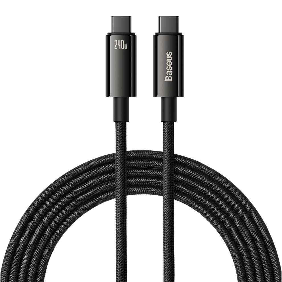 Baseus Tungsten Series 2M Nylon Braided Data Cable 240W Fast Charging Type-C To Type-C Cord - Gold/Black 6914281996935