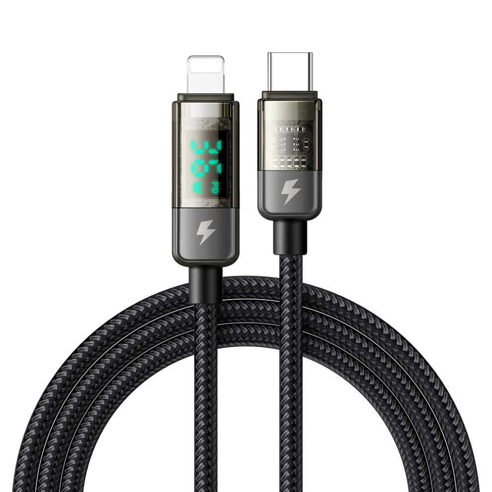 Mcdodo Ca-360 1.2M Type-C To Lightning Pd 36W Digital Display Auto Power Off Transparent Data Cable 6914285049958