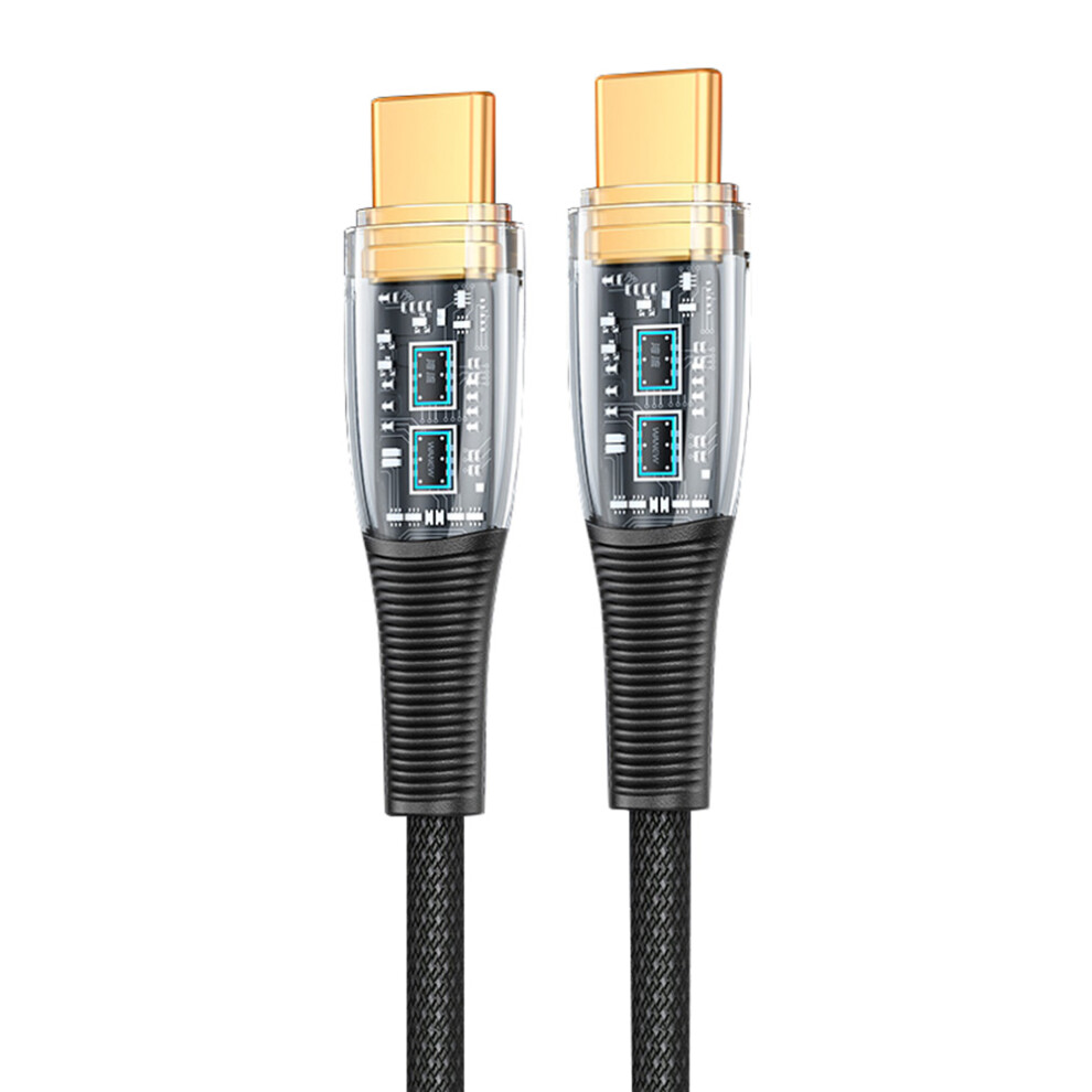 (Black) For Iphone 15 Series 1.2M Pd 100W Fast Charging Type-C To Type-C Cable Transparent 480Mbps Nylon Braided Data Cord - Black 6914288777872