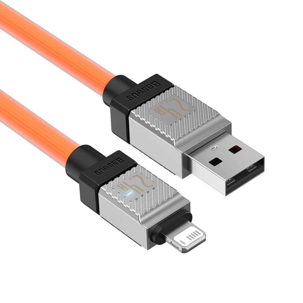 () Baseus Coolplay Series Cb000044 1M Data Transfer Line 2.4A Fast Charging Usb To Ip 7Pin Charging Cable - Orange/Black 6914288276689